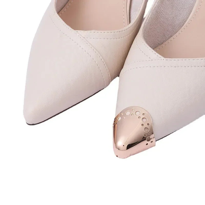 Women’s High Heel & Flat Shoe Metal Toe Cap – Leather Tip Protector Accessory Against Kicks & Wear | غطاء معدني لحماية مقدمة الحذاء النسائي – واقٍ للجلد ضد الخدوش والاحتكاك للكعب العالي والأحذية المسطحة