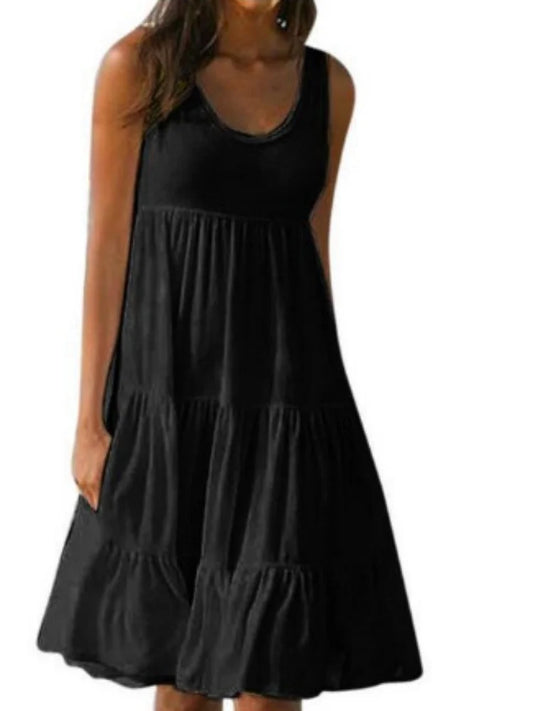 ✨ Summer Sleeveless Casual Dress – Solid Color & Flowy Fit | فستان نسائي صيفي بدون أكمام بلون سادة – مريح وأنيق لإطلالة خفيفة