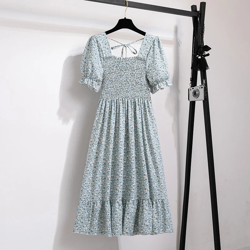 ๐ธ Spring/Summer Pleated Chiffon Dress for Women ๐ โ Elastic Waist Casual Short Sleeve A-Line Dress | ูุณุชุงู ุดูููู ูุณุงุฆู ู
ุฒู
ูู
โ ุฎุตุฑ ู
ุฑูุ ุฃูู
ุงู
ูุตูุฑุฉุ ููุตุฉ A ููุงุณูููุฉ ูุตูู ูุฑุจูุน ู
ุฑูุญ ูุฃููู