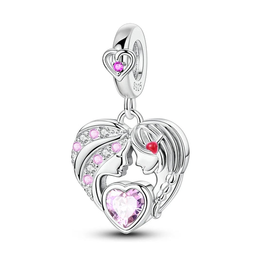 ✨ 925 Sterling Silver Mom & Daughter Heart Charm – Fits Pandora Bracelets 🔷 تعليقة قلب للأم والابنة من الفضة الإسترلينية 925 – مناسبة لأساور باندورا