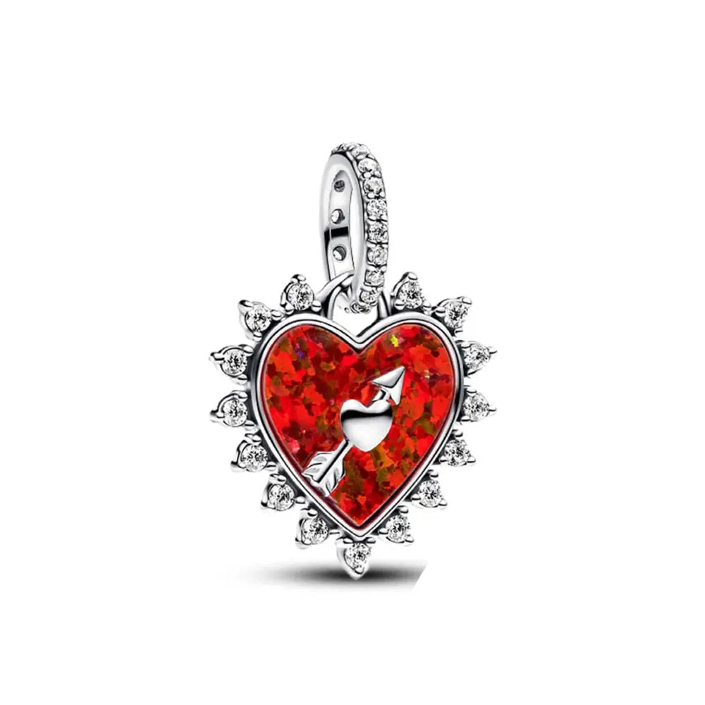 Valentine's Day Red Christmas Apple Gift Dangle Charms Beads 925 Sterling Silver Fit Original Heart Bracelet Women Jewelry