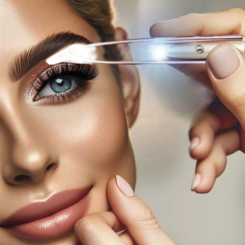💡 LED Light Tweezer Set – Stainless Steel Beauty Tool | ملقط تجميل بإضاءة LED – أداة ذكية من الستانلس ستيل لإزالة الشعر بدقة