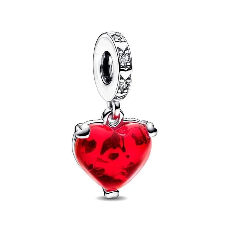 Valentine's Day Red Christmas Apple Gift Dangle Charms Beads 925 Sterling Silver Fit Original Heart Bracelet Women Jewelry