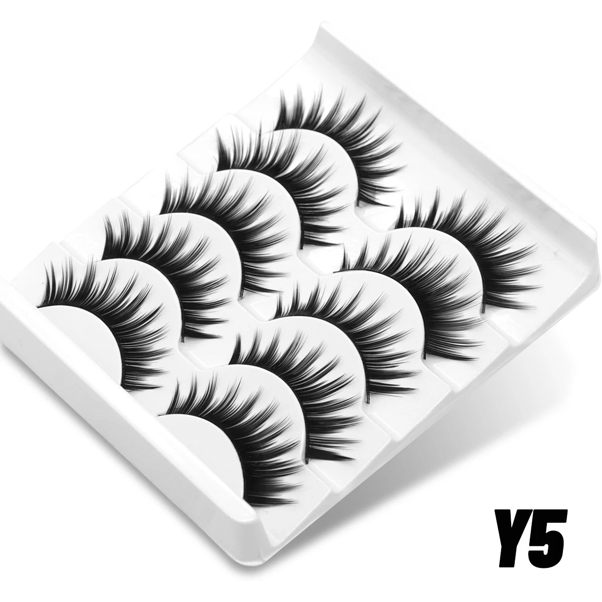 رموش نصفية ناعمة بتأثير عيون القطة - GROINNEYA Soft Half Cat Eye False Eyelashes (5/7/10 Pairs)