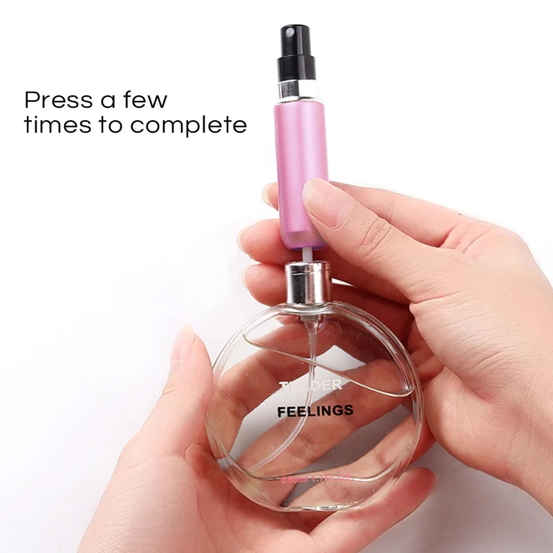 5ml Refillable Travel Perfume Bottle – Bottom Refill Spray Container with Press Head for Cosmetics & Liquids | عبوة عطر قابلة لإعادة التعبئة 5 مل – تعبئة من الأسفل مع بخاخ محمول مثالي للسفر والتجميل