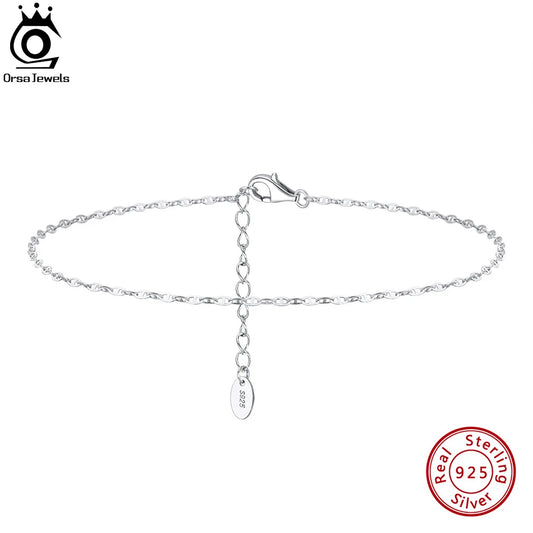 ORSA JEWELS Simple Design Sea Beach Anklet for Women Present Sterling Silver 925 Foot Chain on Leg Fashion Foot Jewelry SA24