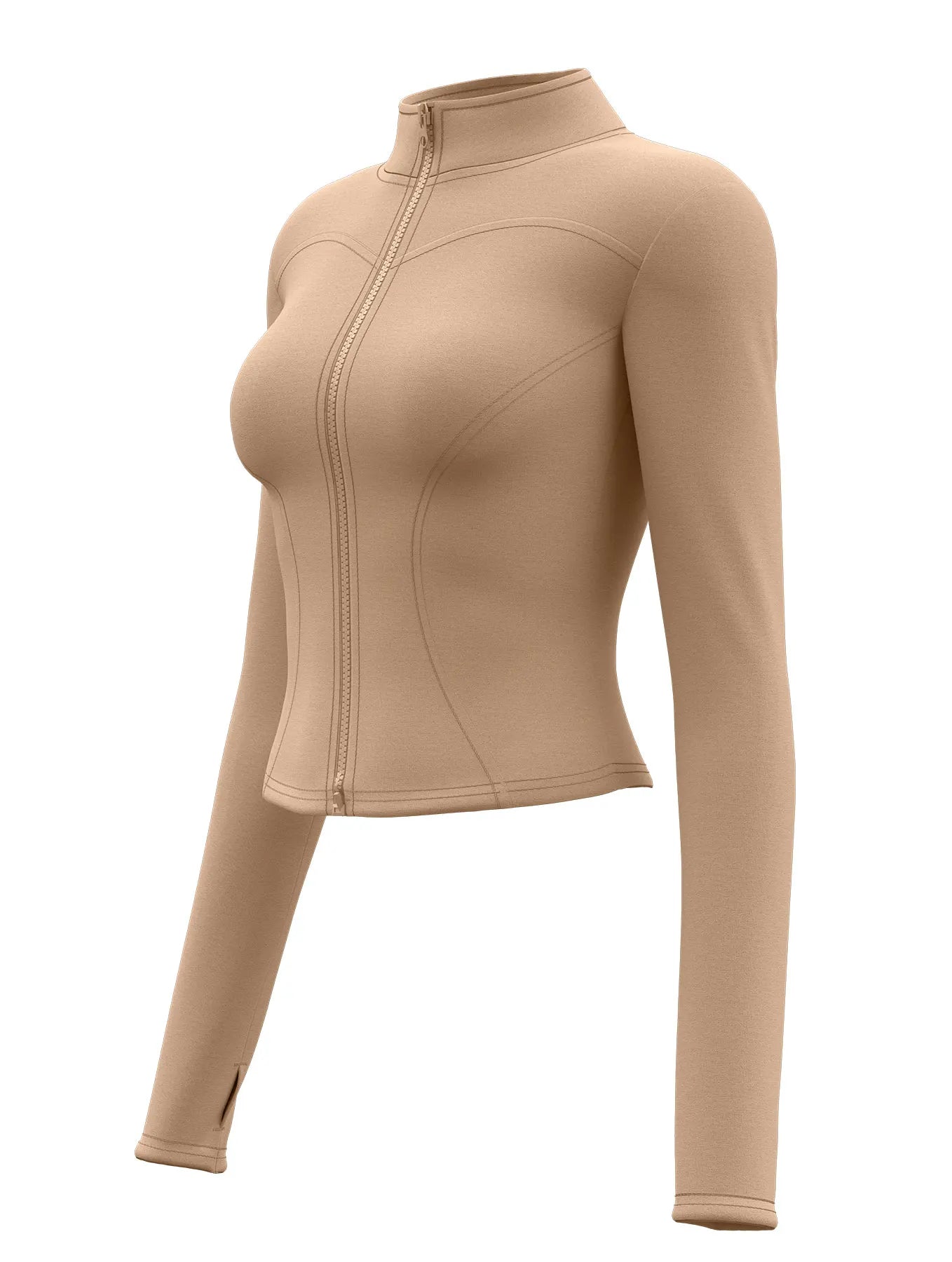 🔥 Women’s Slimming Workout Jacket 💪 – Full-Zip Long Sleeve Yoga & Fitness Top with Stand Collar | جاكيت رياضي نسائي مشد للخصر – سحاب كامل وأكمام طويلة لليوغا والجري