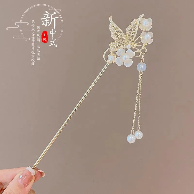 โจ Elegant Chinese Style Flower Tassel Hairpin โ Romantic Alloy Hair Accessory ๐ท ุฏุจูุณ ุดุนุฑ ุฃููู ุจุทุฑุงุฒ ุตููู ุชูููุฏู โ ู
ุฒูู ุจุฒููุฑ ูู
ุนููุงุช ุฑูู
ุงูุณูุฉ ู
ู ุงูู
ุนุฏู