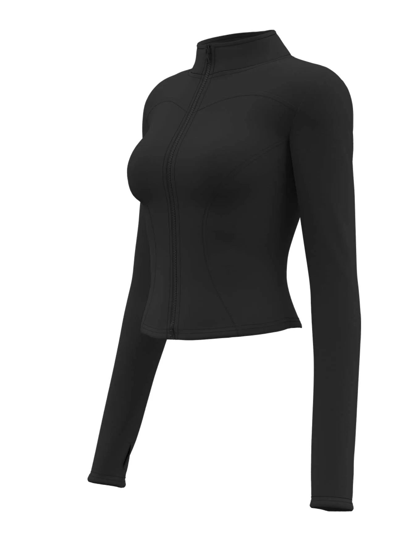 🔥 Women’s Slimming Workout Jacket 💪 – Full-Zip Long Sleeve Yoga & Fitness Top with Stand Collar | جاكيت رياضي نسائي مشد للخصر – سحاب كامل وأكمام طويلة لليوغا والجري