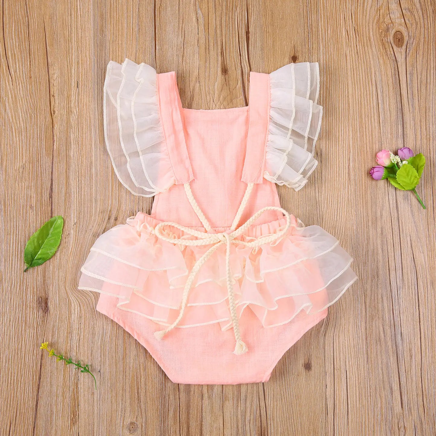 Princess Infant Baby Girls Lace embroidered Romper Sweet Baby Ruffle Fly Sleeve 0-24M