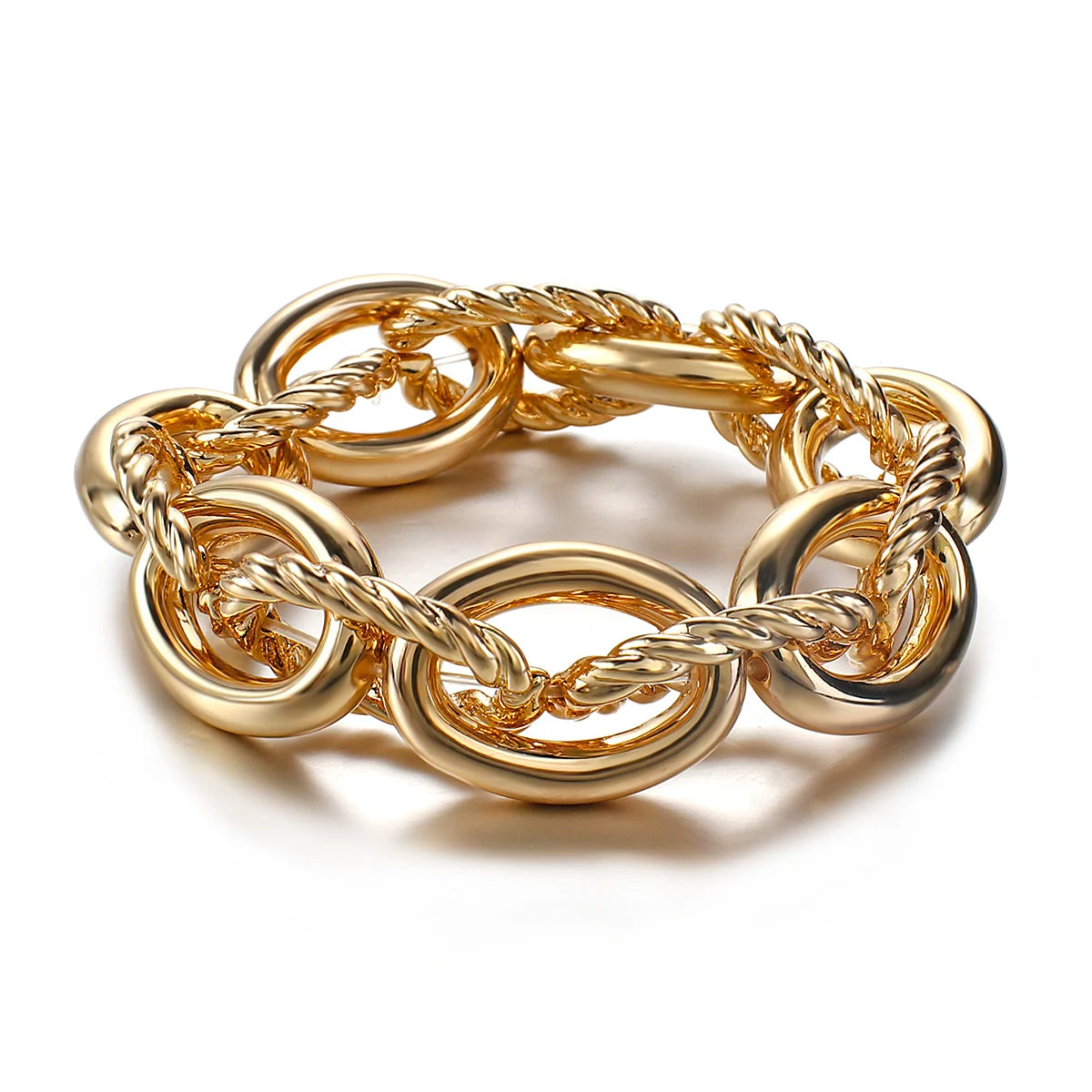 FLASHBUY Punk Fashion Thick Twist Chain Bracelets for Women Men Statement Chunky Metal Chain Bracelet Chic Jewelry