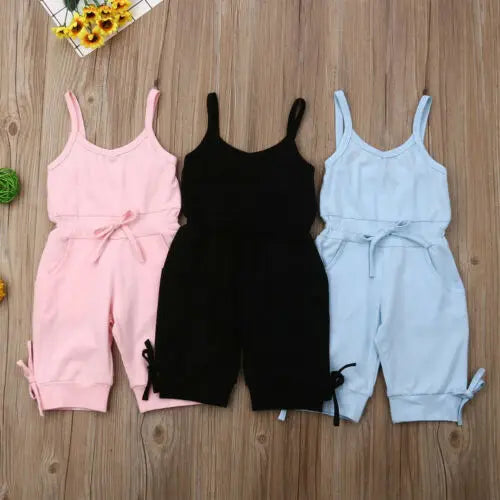 2019 Children Summer Clothing 1-6Y Toddler Baby Girl Solid Romper Bib