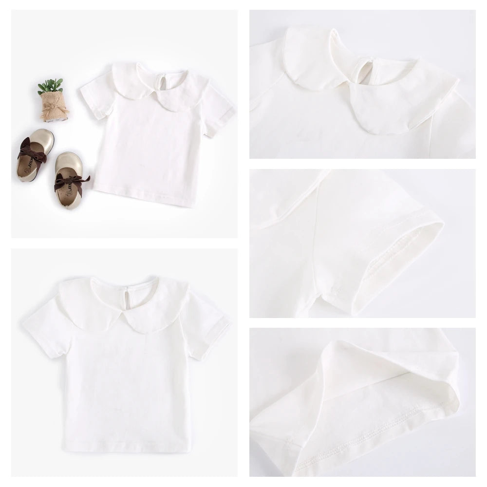 Sanlutoz Soft Cotton Baby Girls T-shirt Cute Infants Tops Clothing White Newborn