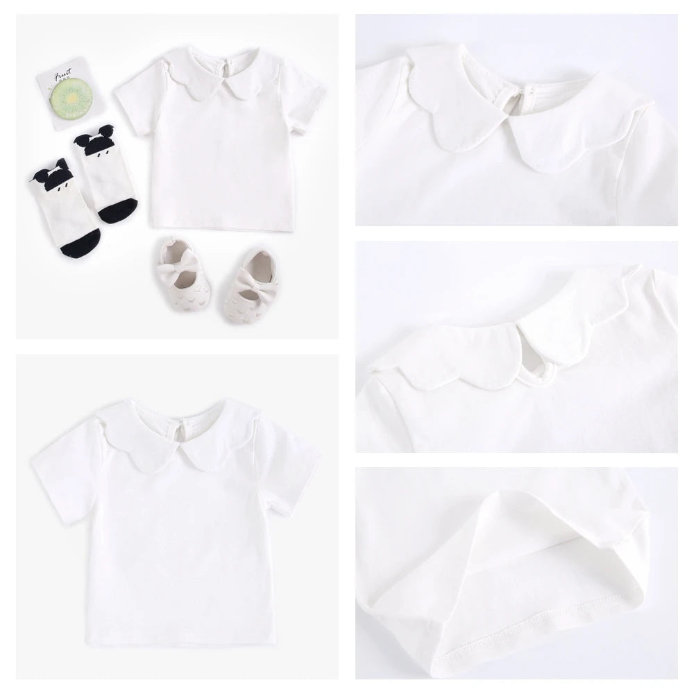 Sanlutoz Soft Cotton Baby Girls T-shirt Cute Infants Tops Clothing White Newborn