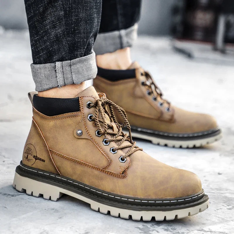 Men’s Chelsea Winter Boots – Guimin PU Ankle Boots with Plush Lining