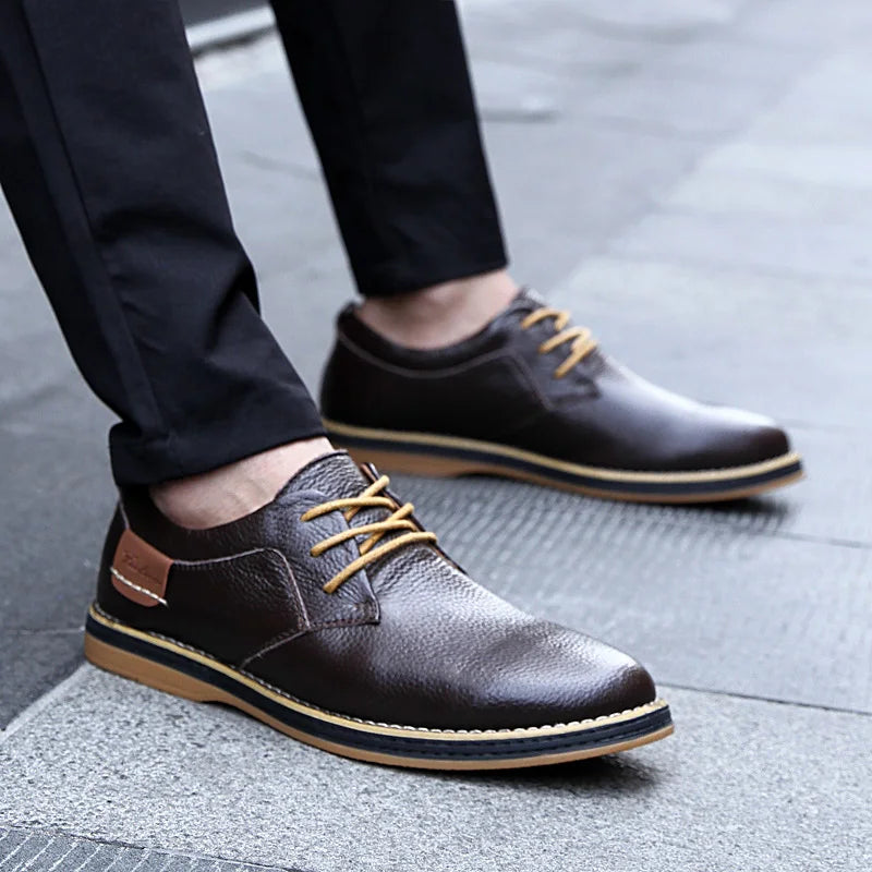 Men’s Genuine Leather Oxford Shoes – Casual Lace-Up Cow Leather (Zapatos Hombre)