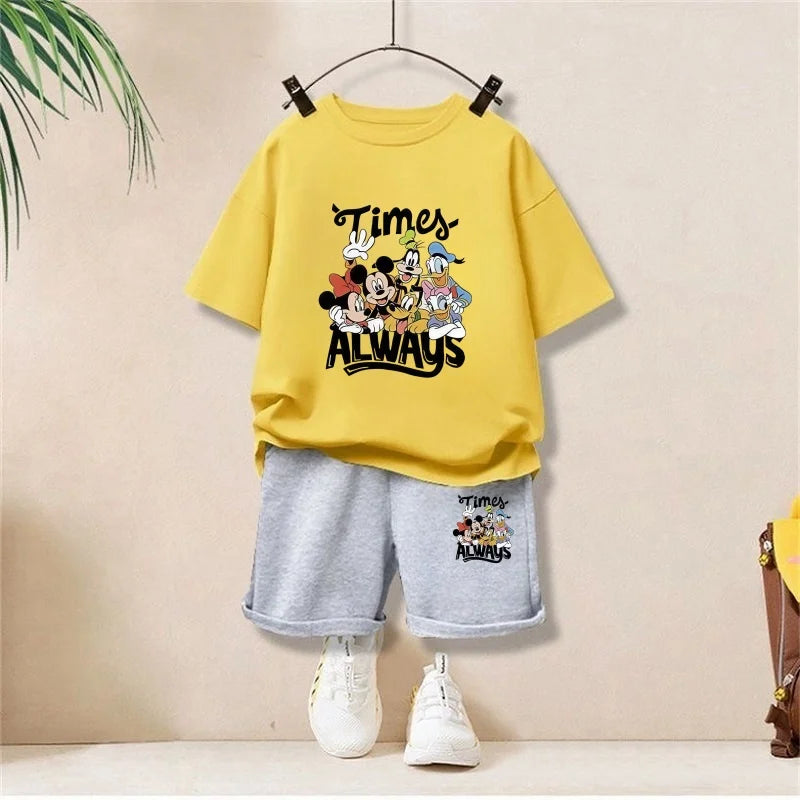Autumn Baby Girl Boy Clothes Set Children Disney Family Printing Sweatshirt Top and Pants Bottom 2Pcs Suit Kid Cotton Tracksuit