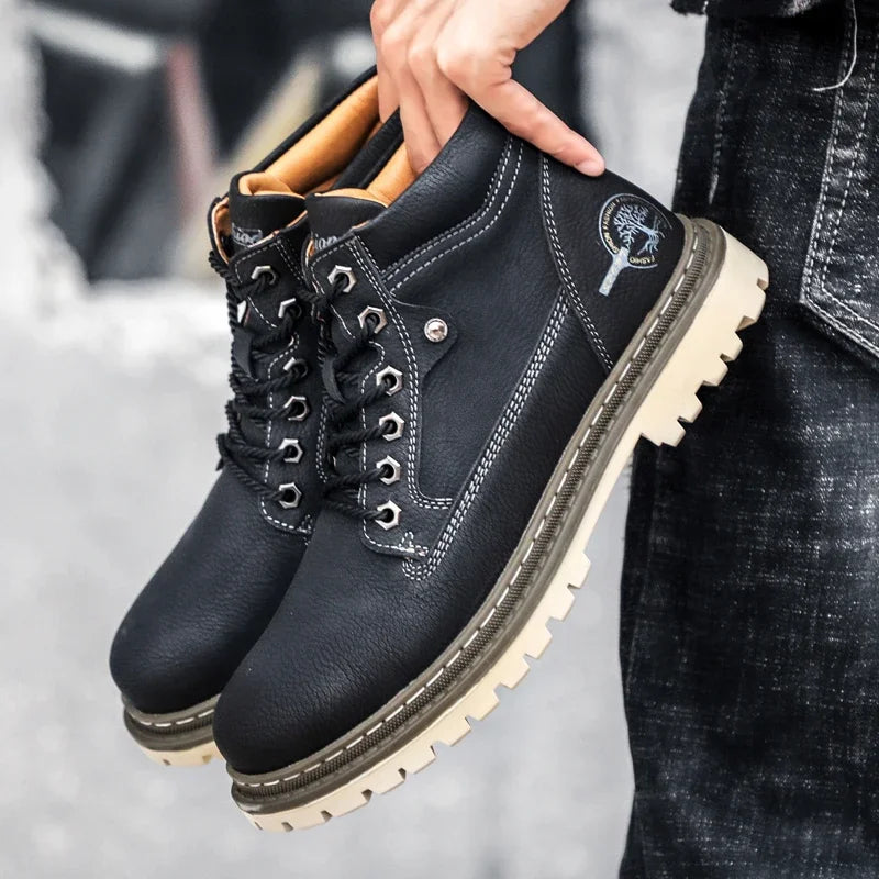 Men’s Chelsea Winter Boots – Guimin PU Ankle Boots with Plush Lining