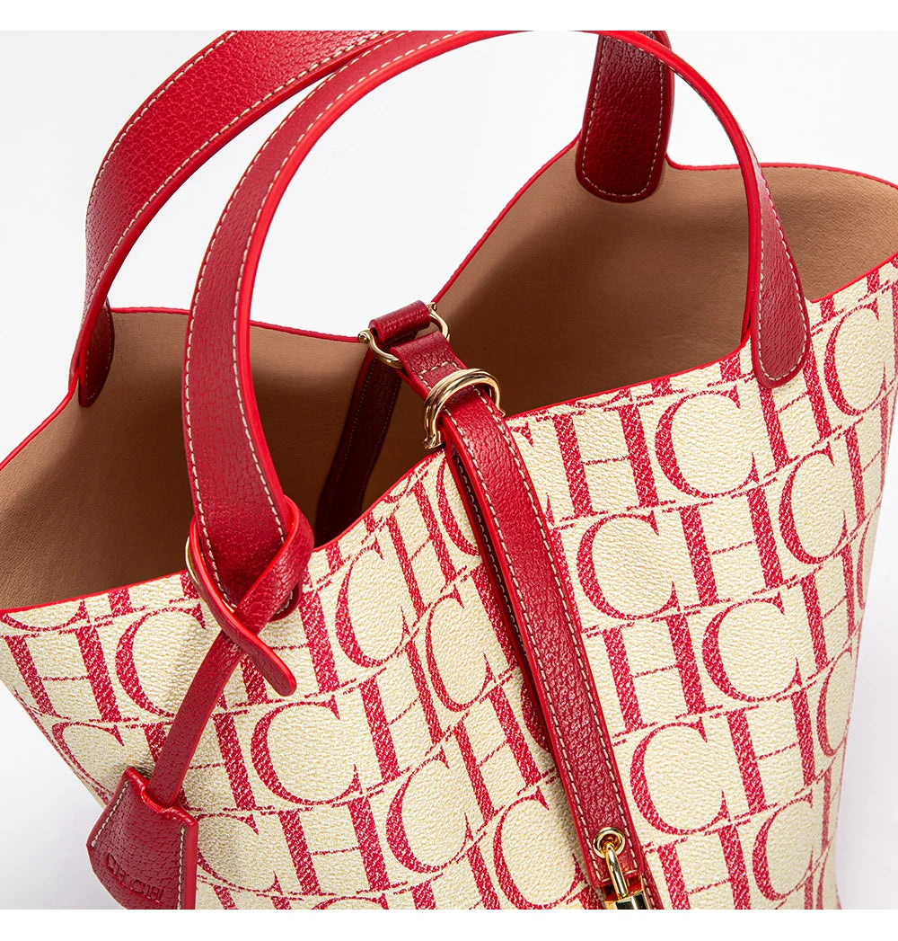 CH Large Capacity Commuter Travel Crossbody Bag Luxury Brand Women's Shoulder Bag PVC Jacquard Texture Fashion Women's Tote Bag