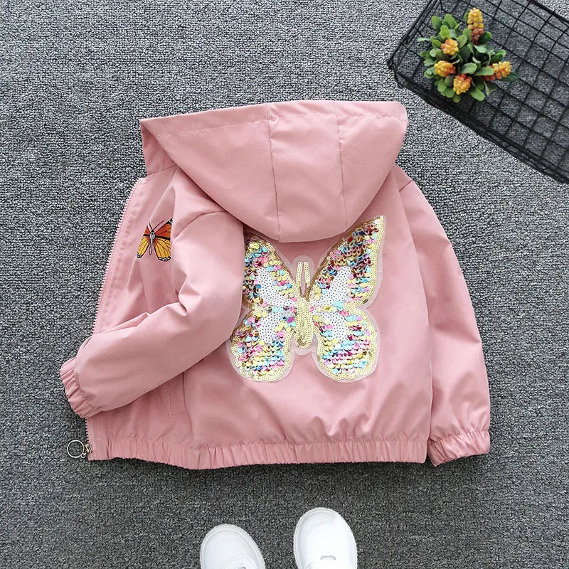 3 - 10 - Year - Old Girls' Spring - Autumn Outerwear: Jackets Featuring Adorable Butterfly Motifs