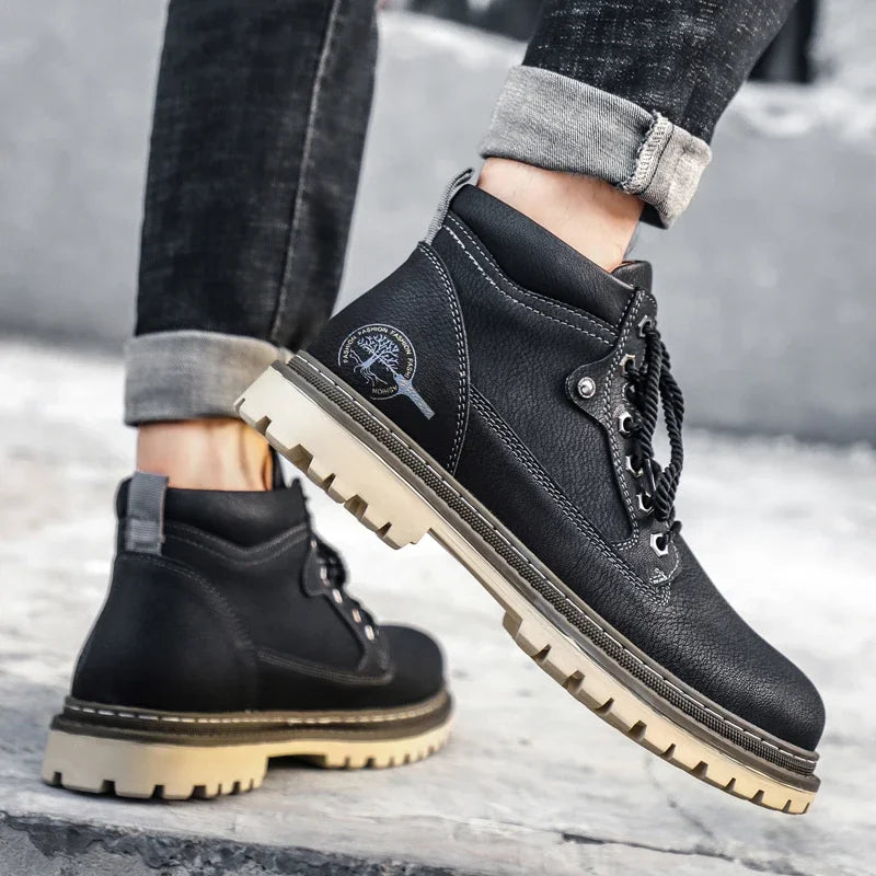 Men’s Chelsea Winter Boots – Guimin PU Ankle Boots with Plush Lining
