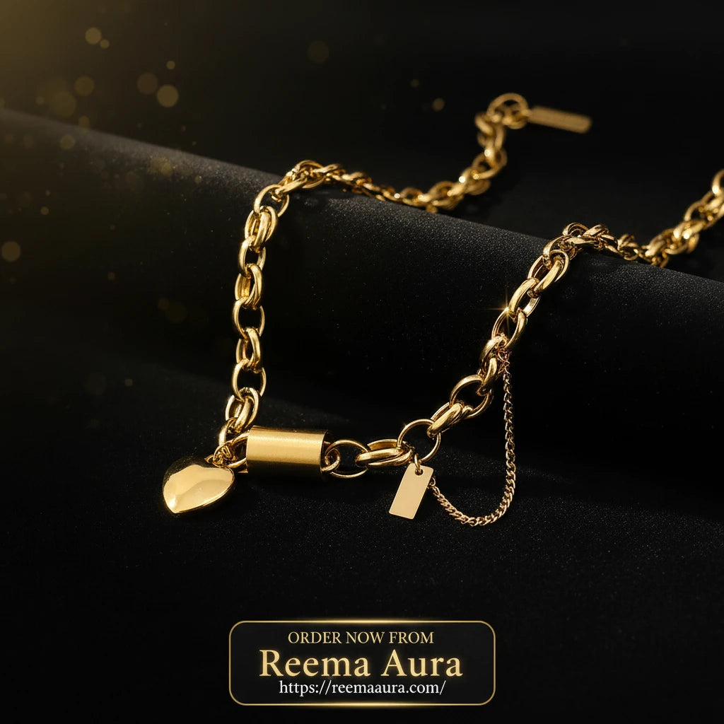 Flashbuy New Punk Chunky Gold Color Thick Chain Stainless Steel Necklace for Women Fashion Design Heart Love Pendant Jewelry