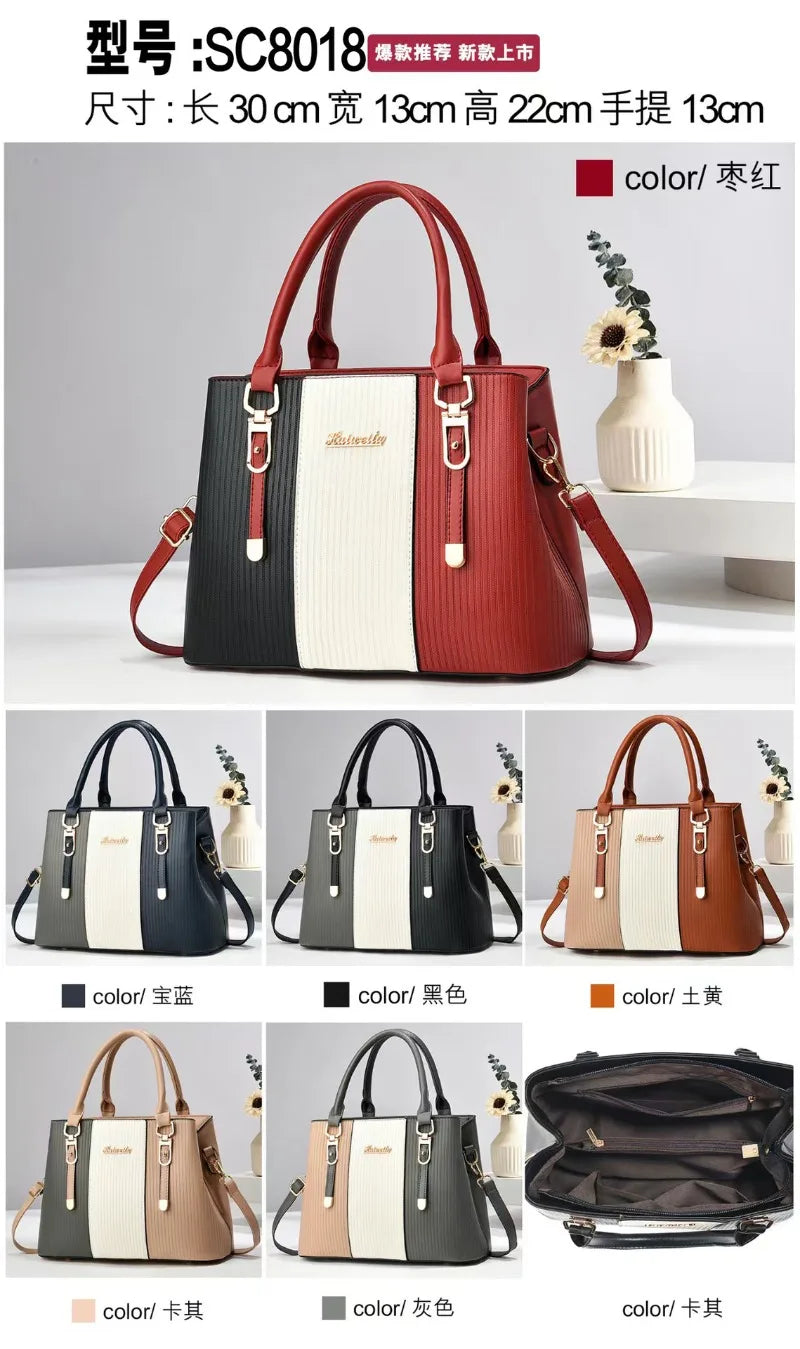 Fashion Splicing Leather Luxury Purses and Handbags Fashion Womens Crossbody Shoulder Bags for Women Trend Girl Tote Sac