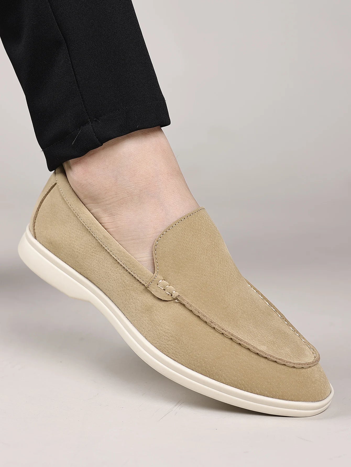 Men’s Leather Loafers 3205 – Square Toe Slip-On Casual Shoes