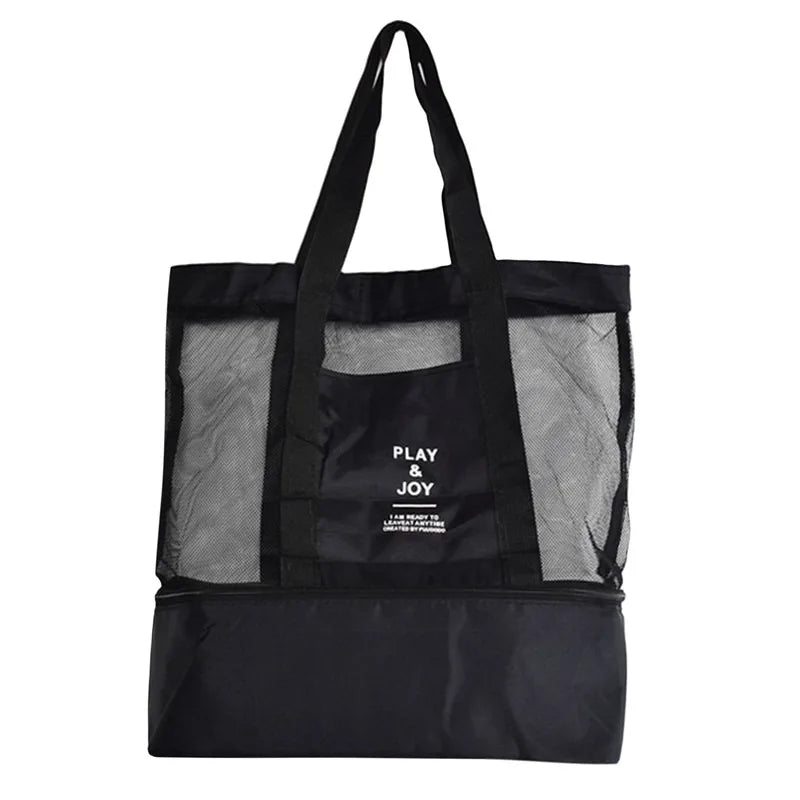 Heat Preservation Picnic Beach Bag Women Mesh Transparent Double-layer Swim Storage High Capacity Shopping Waterproof Bags Tote