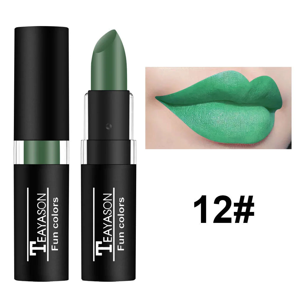 Punk Dark Wine Red Lipsticks Waterproof Easy To Color Makeup Sexy Red Lipstick Matte White Black Lip Gloss Facial Body Painting