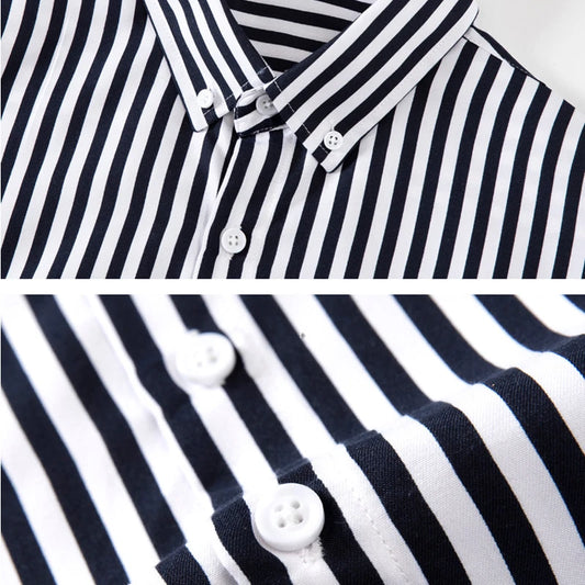 New mens Stripe Shirt Long Sleeve Printing Breathable T Shirts Lapel Basic Shirts for Men Lightweight Hawaiian Shirt Streetwear