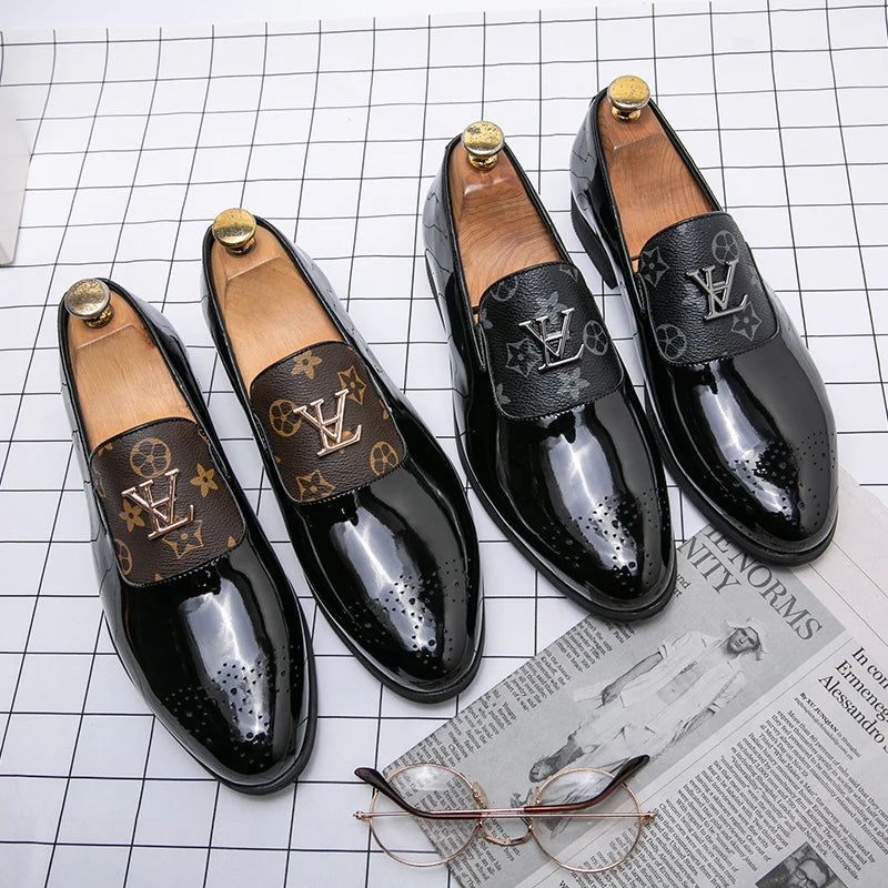 Men's Genuine Leather Tassel Loafers Black Formal Dress Shoes Slip-On Wedding Brogues 2025 Fashion Casual Loafers