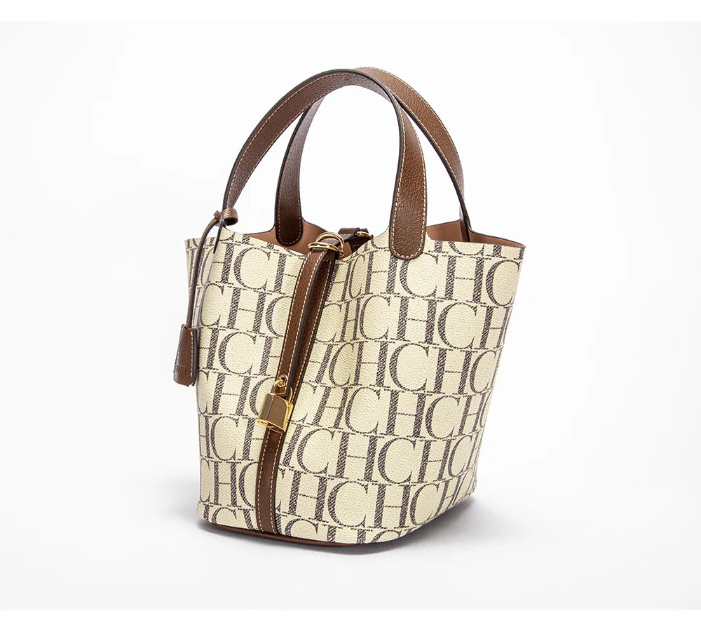 CH Large Capacity Commuter Travel Crossbody Bag Luxury Brand Women's Shoulder Bag PVC Jacquard Texture Fashion Women's Tote Bag