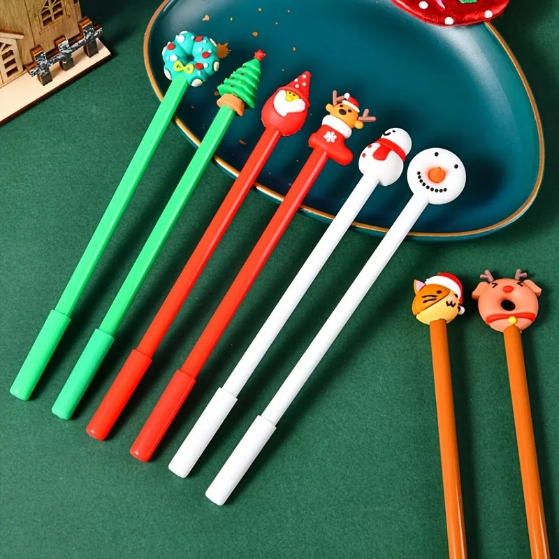 12pcs Christmas Neutral Pens,Office and School Writing Tools,Student Gift Giving,Diverse Styles, Party & Holiday DIY Decorations