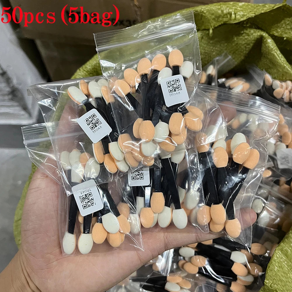 10/30/50/100pcs Nail Powder Brushes Sponge Disposable Double Sided Eyeshadow Applicator Mirror Chrome Pigment Sponge Stick