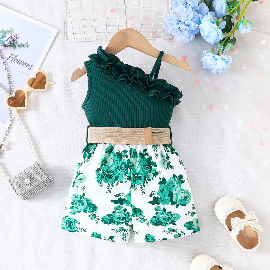 Kids Clothes 9 Months to 4 Years old Floral Off Shoulder Onesies