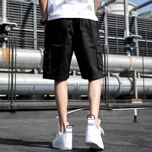 New Men’s Summer Casual Shorts – Solid Drawstring Knee-Length