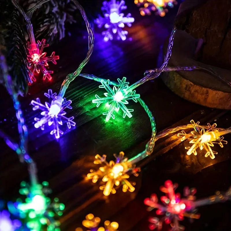3/6M Christmas Snowflake LED Fairy String Lights,Battery Operated Holiday Decor Lights for Home,Window,Fireplace,Xmas Tree Decor