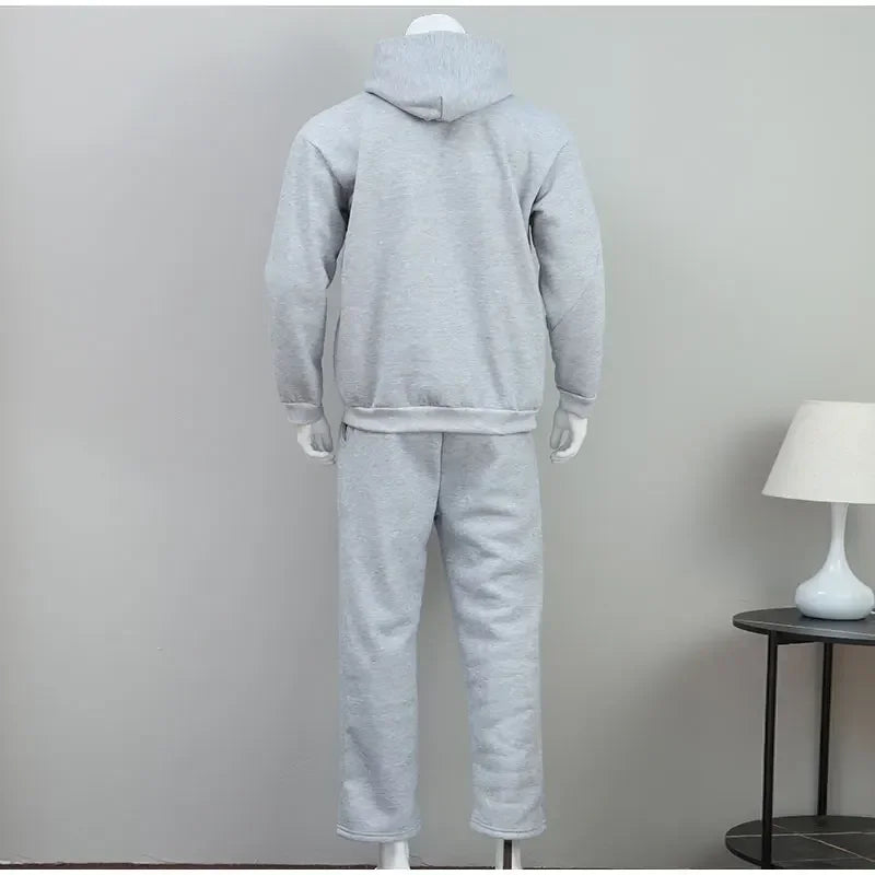 Solid Couple's Hooded Sweatshirt 2 Piece Set Casual Loose Sweatpants Suit Autumn Male Jogging Sweatshirt Trousers Outfits Suits