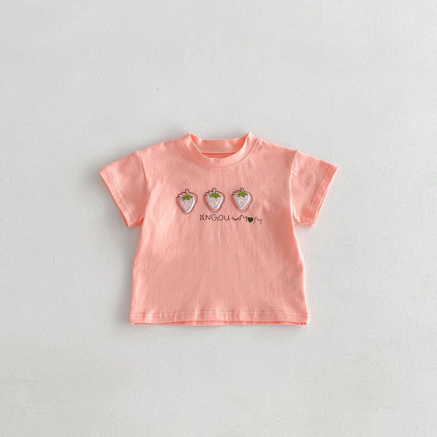 Summer Newborn Infant Baby Boy Girls' Cute Cartoon Strawberries Printing T-Shirt Muslin Perfect For Kids' Fashion Baby Clothing