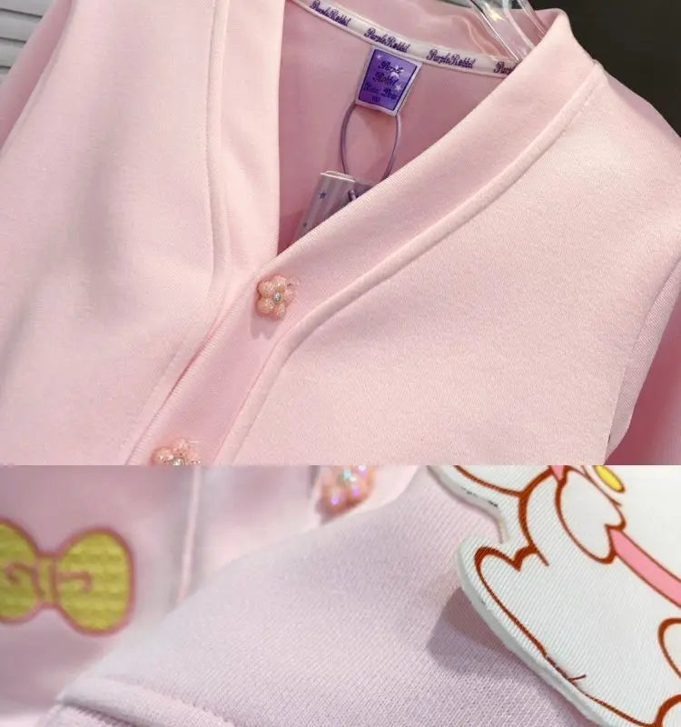 Spring Autumn Children Sanrio Cinnamoroll Knitted Cardigan Teen Girls Cartoon Kuromi Sweater Coat Kids Cute Single Breasted Top