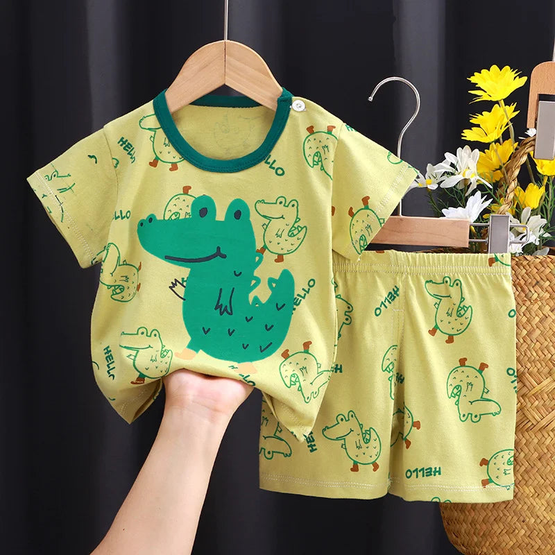 Kids Sets Children Clothes Boys Girl T-shirt Shorts 2PCS Summer Cotton Short sleeve Baby Children Clothing Suit Cotton Comfort