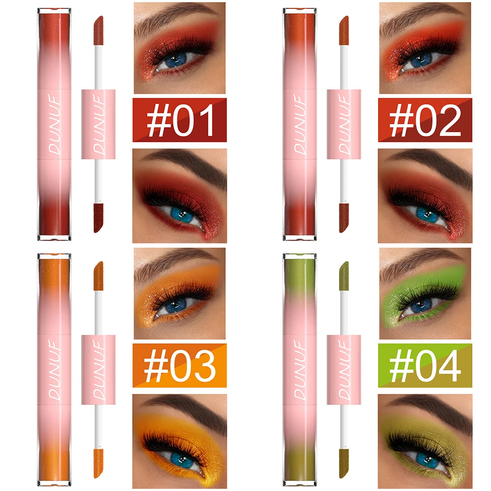 Double-head Punk Metallic Liquid Eyeshadow Stick Dark Glitter Matte Sequins Bicolor Shimmer Eyes Makeup Cream Pencil Waterproof
