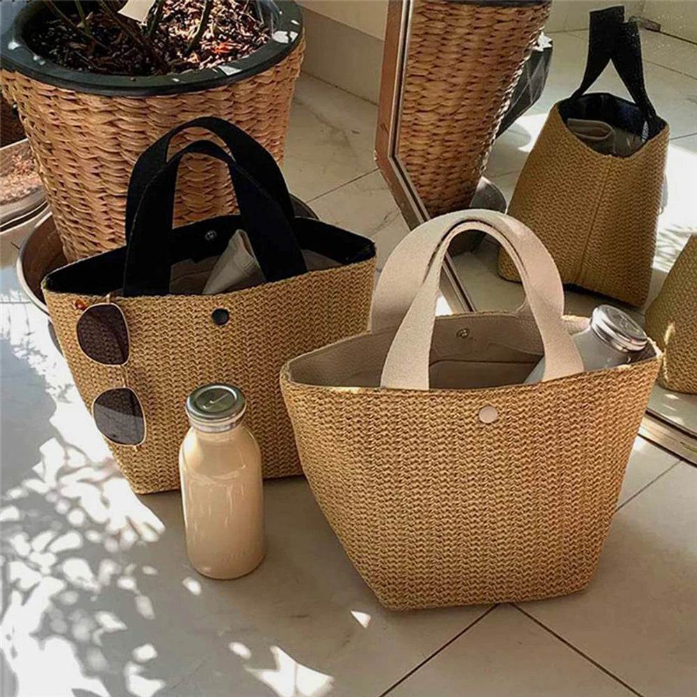 Travel holiday shoulder braided bag Large capacity beach bag straw braided style fashion handbag