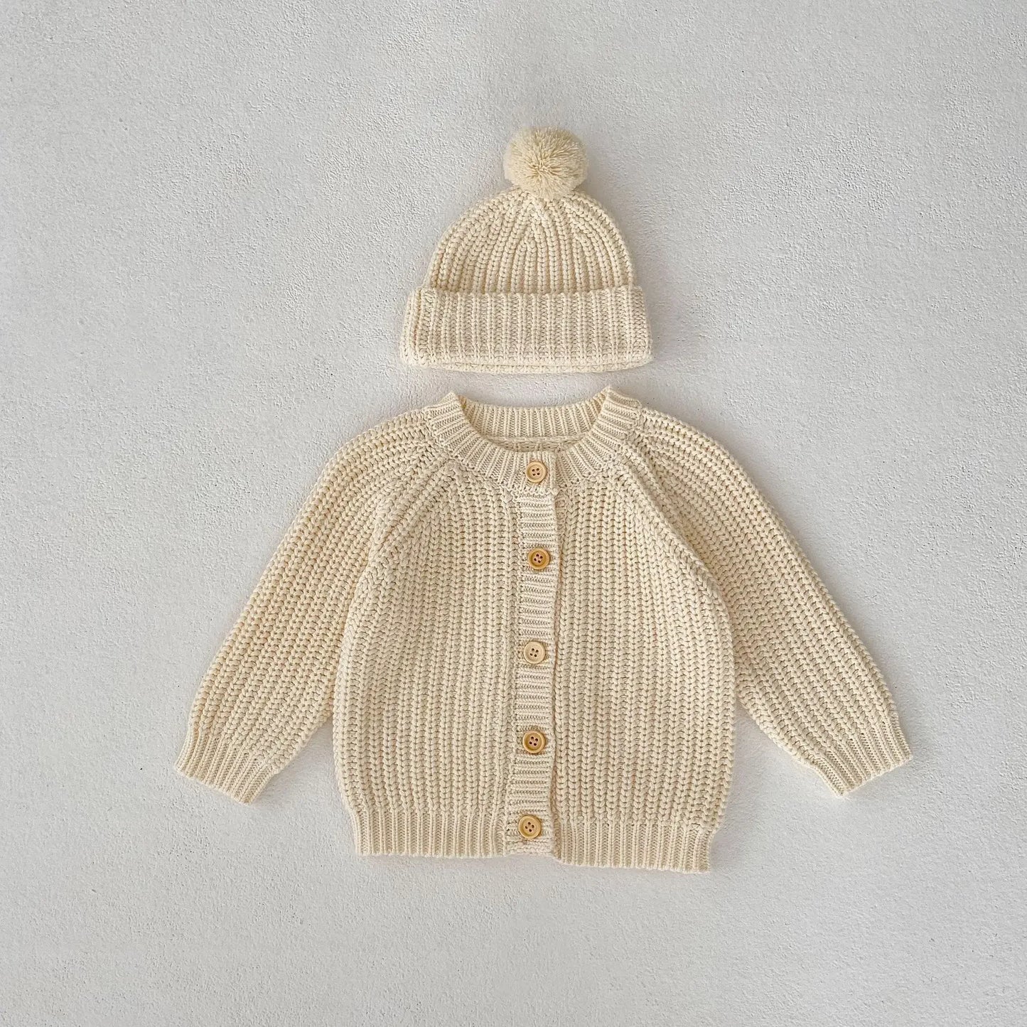 6963 Baby Sweater Coat Spring Autumn Solid Color Beige Knitted Girl's Sweater Long-sleeved Coat 0-3Year Kid's Cardigan Sweater
