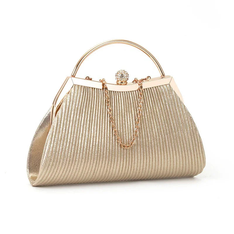 Ladies' Wedding Clutch Bag Cross-border Diamond-encrusted Dinner Bag Folded Metal Handbag Mini Bag