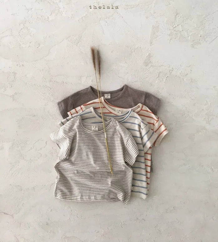 Baby Boy Stripe Shirt Summer Casual Short Bat Sleeve Kids Shirt for Boys