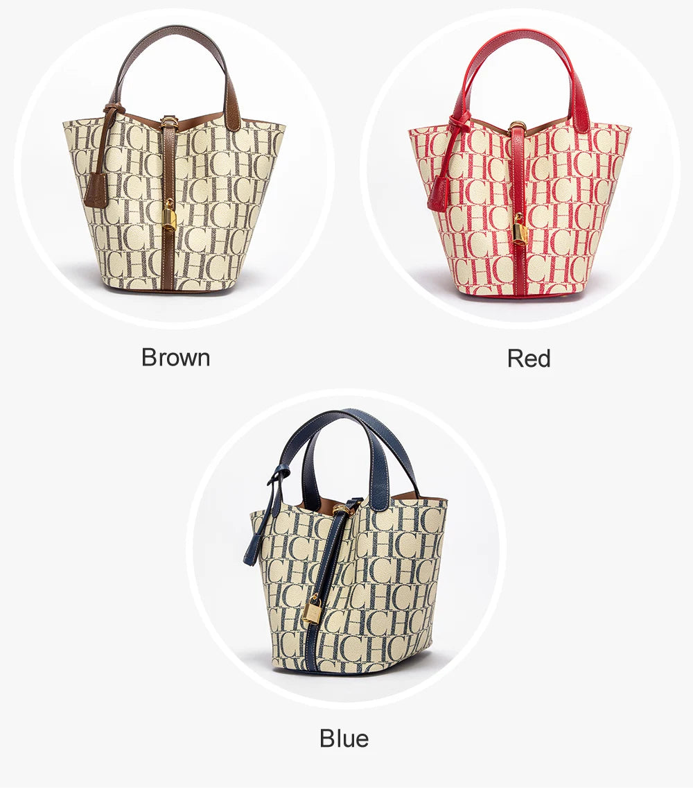 CH Large Capacity Commuter Travel Crossbody Bag Luxury Brand Women's Shoulder Bag PVC Jacquard Texture Fashion Women's Tote Bag
