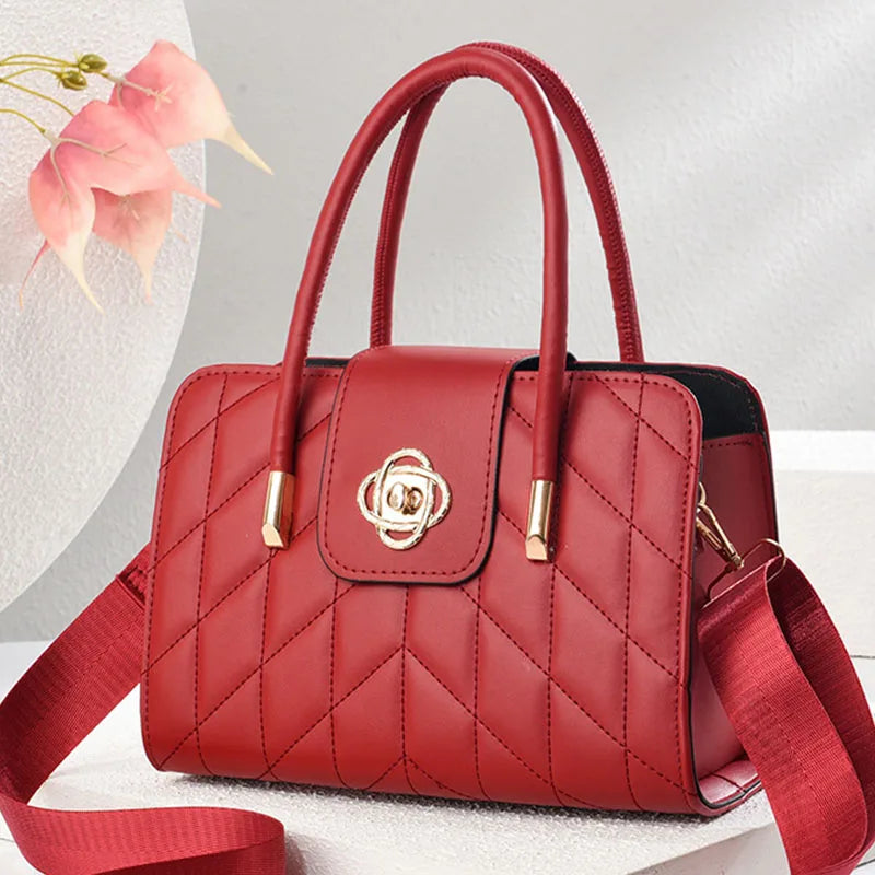 2025 Women’s Fashion Monogram Shoulder Handbag – Printed Leather Single Strap Bag | حقيبة يد نسائية 2025 – تصميم عصري بنقشة المونوغرام من الجلد بحزام كتف واحد