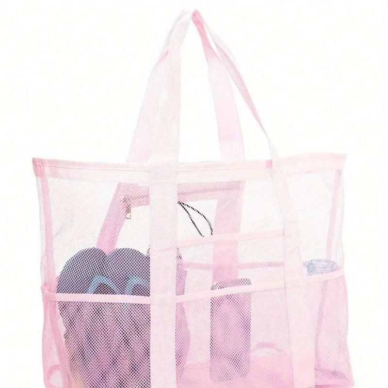 Large Mesh Beach Bag Oversized Waterproof Swim Bag with Separate Wet Pocket Multi Purpose Travel Tote for Beach Tote